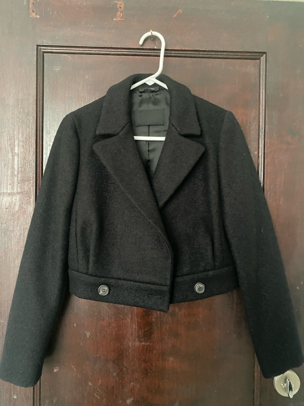 Prada Black Womens Cropped Wool Blend Jacket